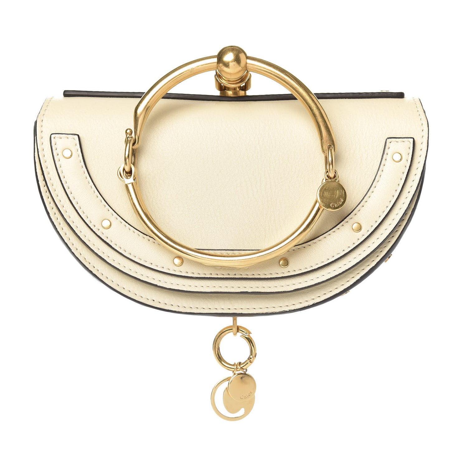 Calfskin Small Nile Bracelet Minaudiere Bag Off White