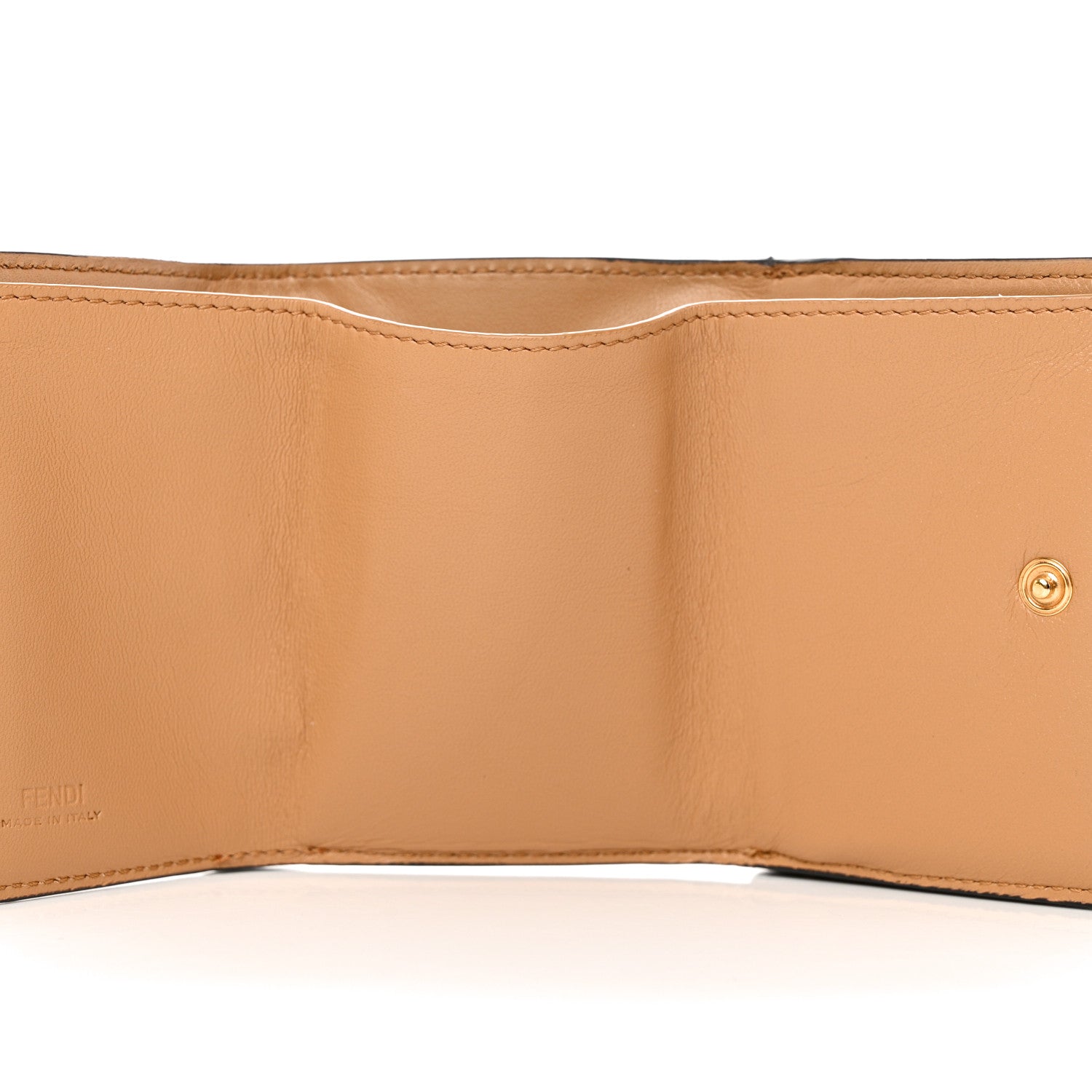 Fendi Nappa Matisse FF Diagonal Embossed Micro Tri-Fold Wallet Miele Scuro 5 of 16