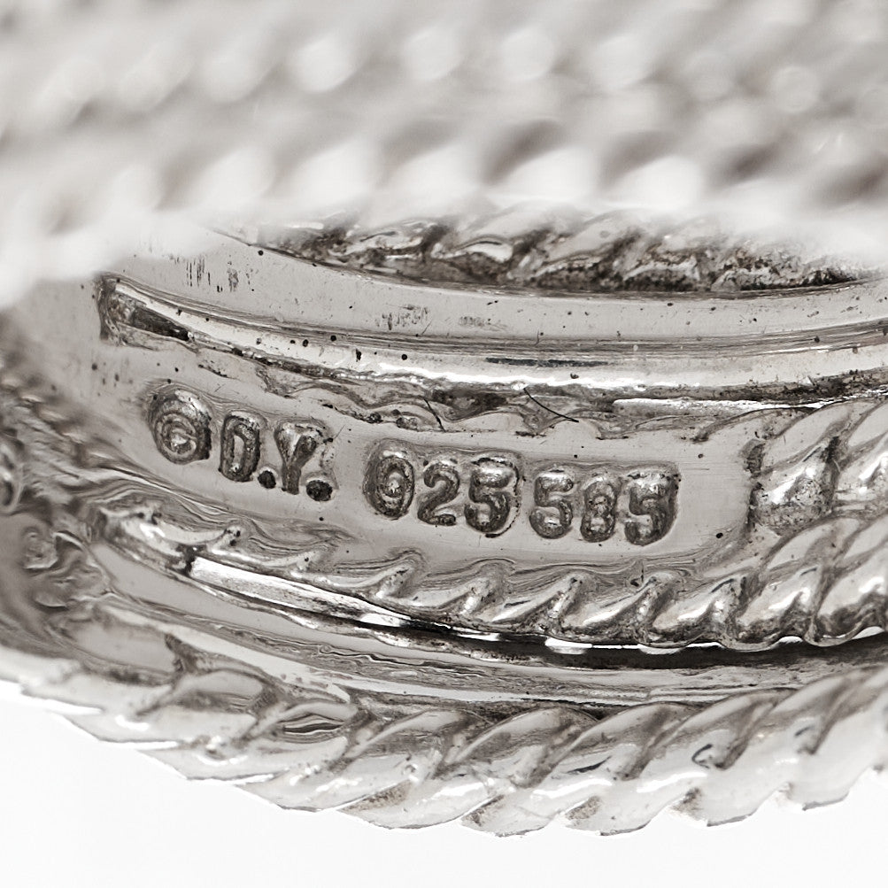 David Yurman Sterling Silver 14K White Gold Diamond 11mm Wide Crossover Cable Ring 51 5.75 4 of 4