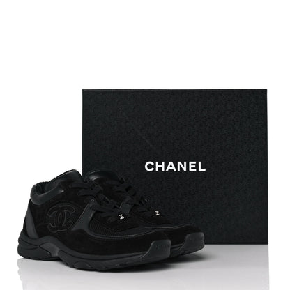 Chanel Fabric Calfskin Suede CC Sneakers 38 Black 9 of 9