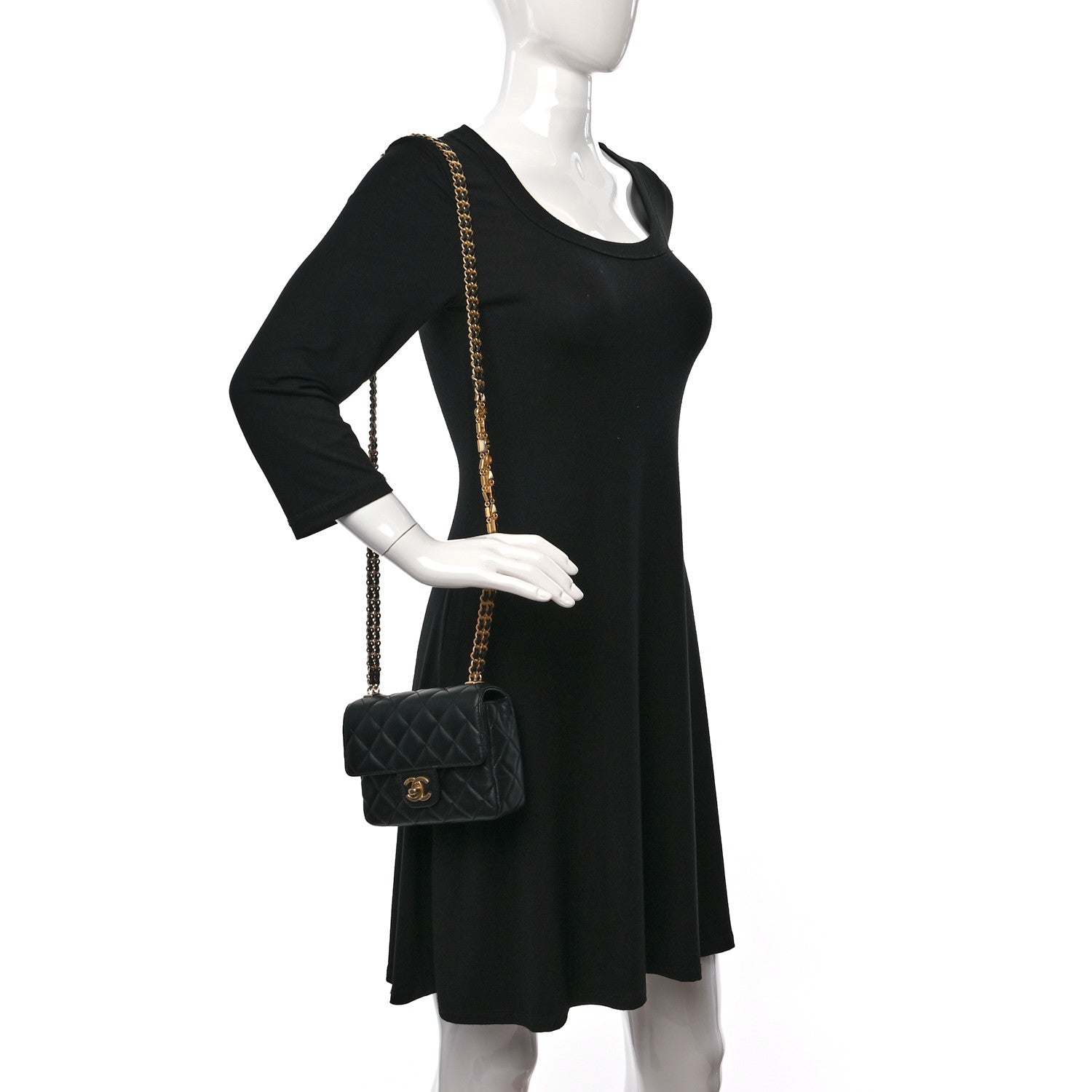 Chanel Lambskin Enamel Quilted Mini Flap Black 2 of 10