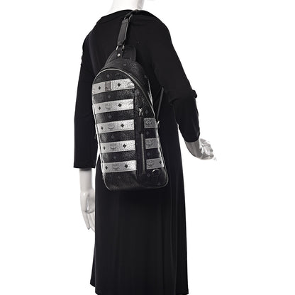 MCM Visetos Spot Medium Sling Bag Black Silver 2 of 10