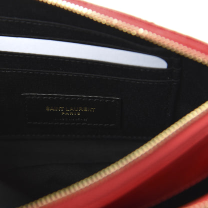 Saint Laurent Grained Lambskin Quilted Mini Becky Double Zip Bag Rouge Eros 8 of 10