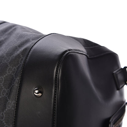 Gucci Soft GG Supreme Monogram Appia Calfskin Web Large Carry On Duffle Bag Black Grey 12 of 17