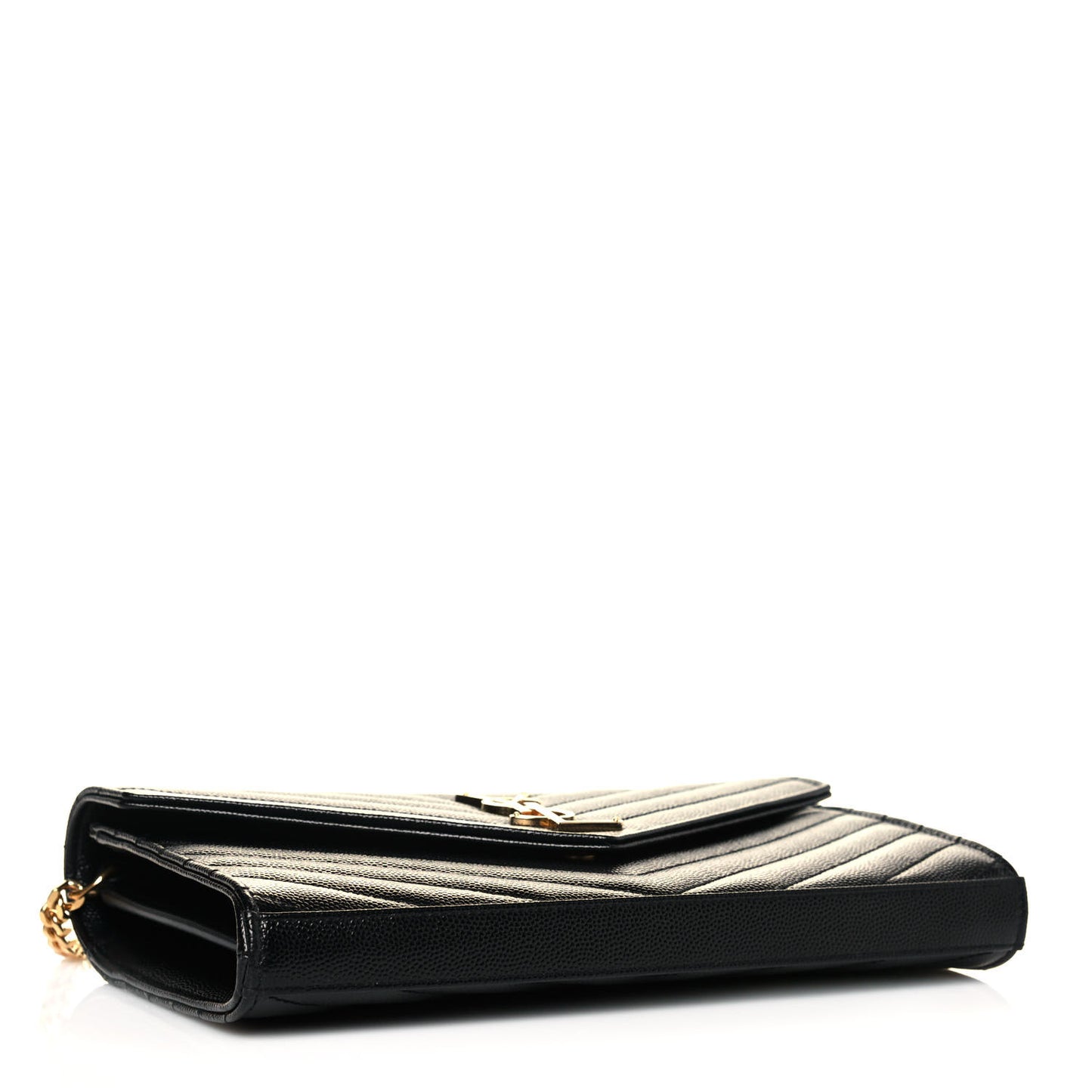 Grain De Poudre Matelasse Chevron Monogram Chain Wallet Black