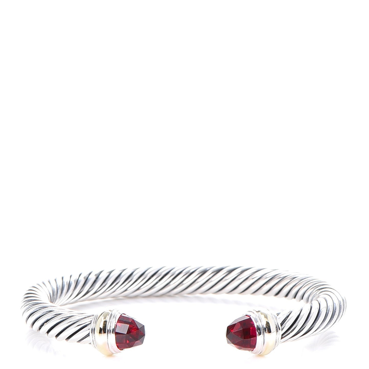 Sterling Silver 14K Yellow Gold Pink Tourmaline 7mm Cable Classics Bracelet