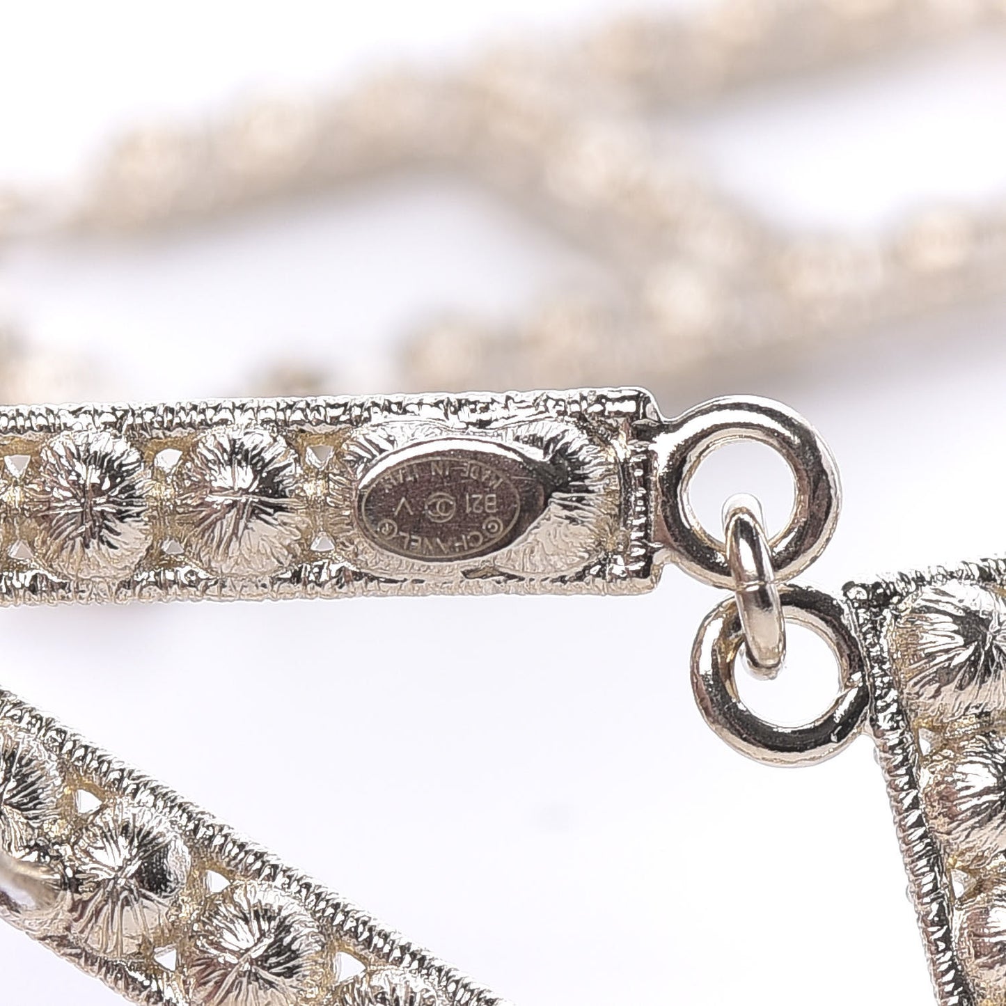 Crystal Cha-Nel Logo Drop Earrings Gold