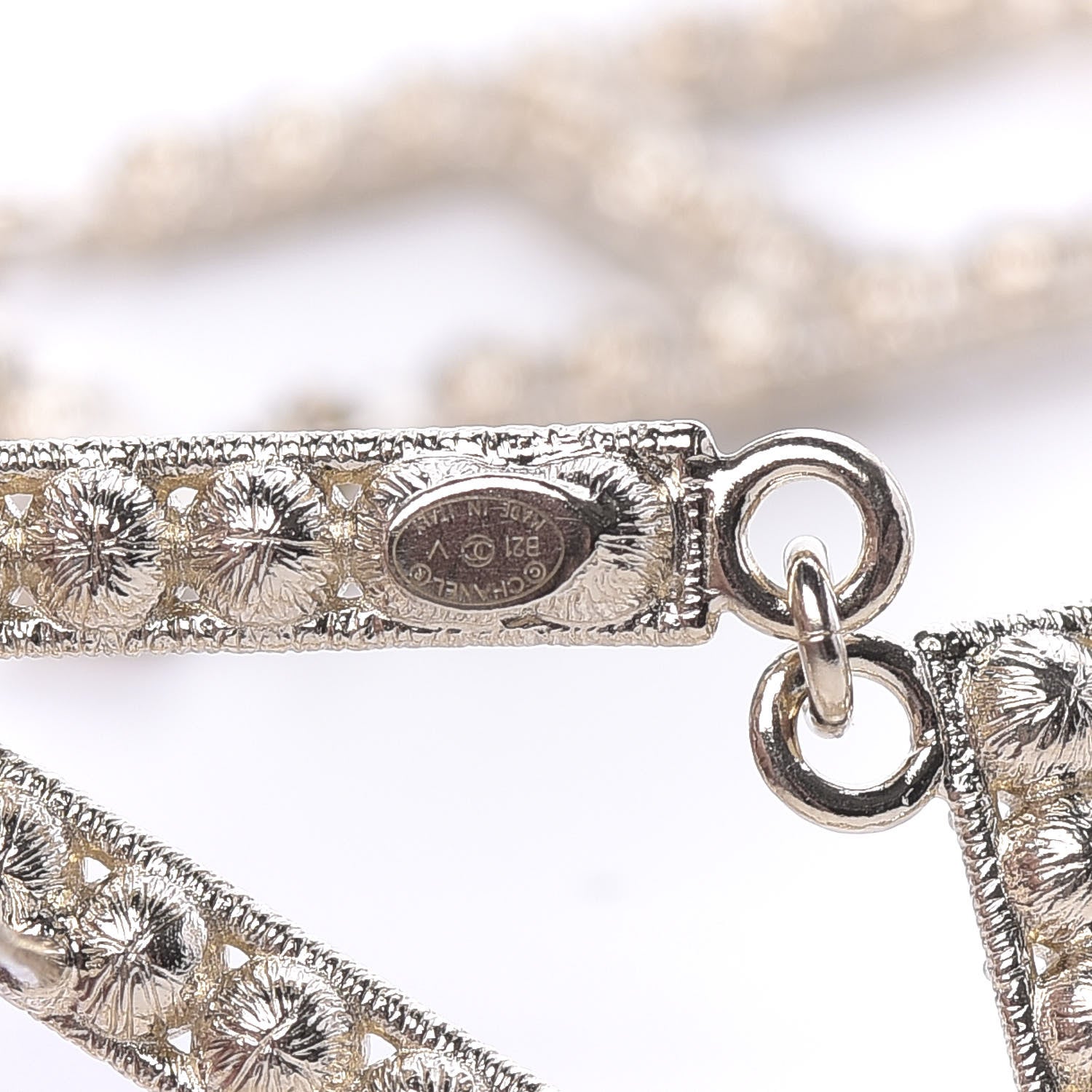 Chanel Crystal Cha-Nel Logo Drop Earrings Gold 4 of 5