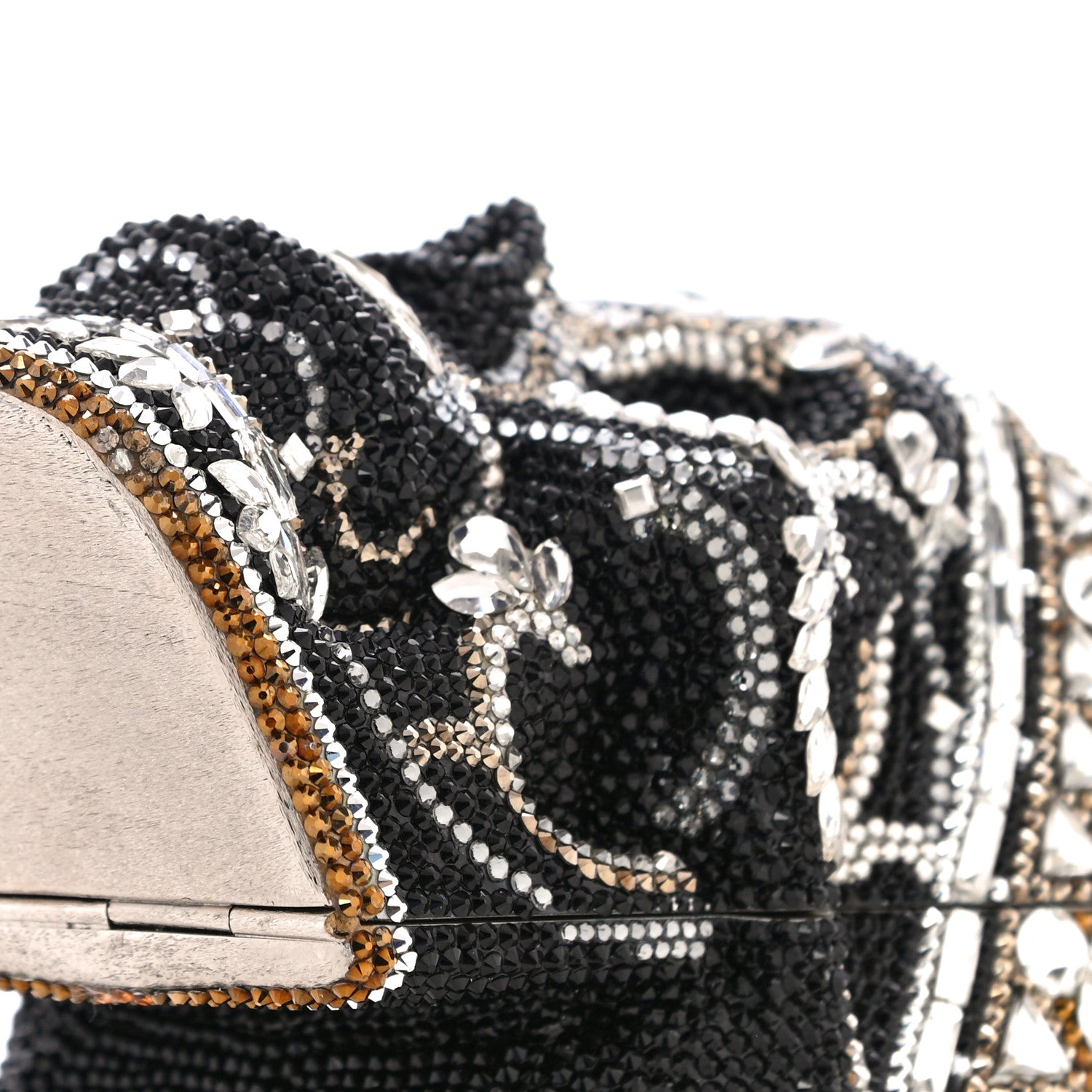 Judith Leiber Crystal Bela Lugosi Skull Minaudiere Clutch Silver Multicolor 11 of 12
