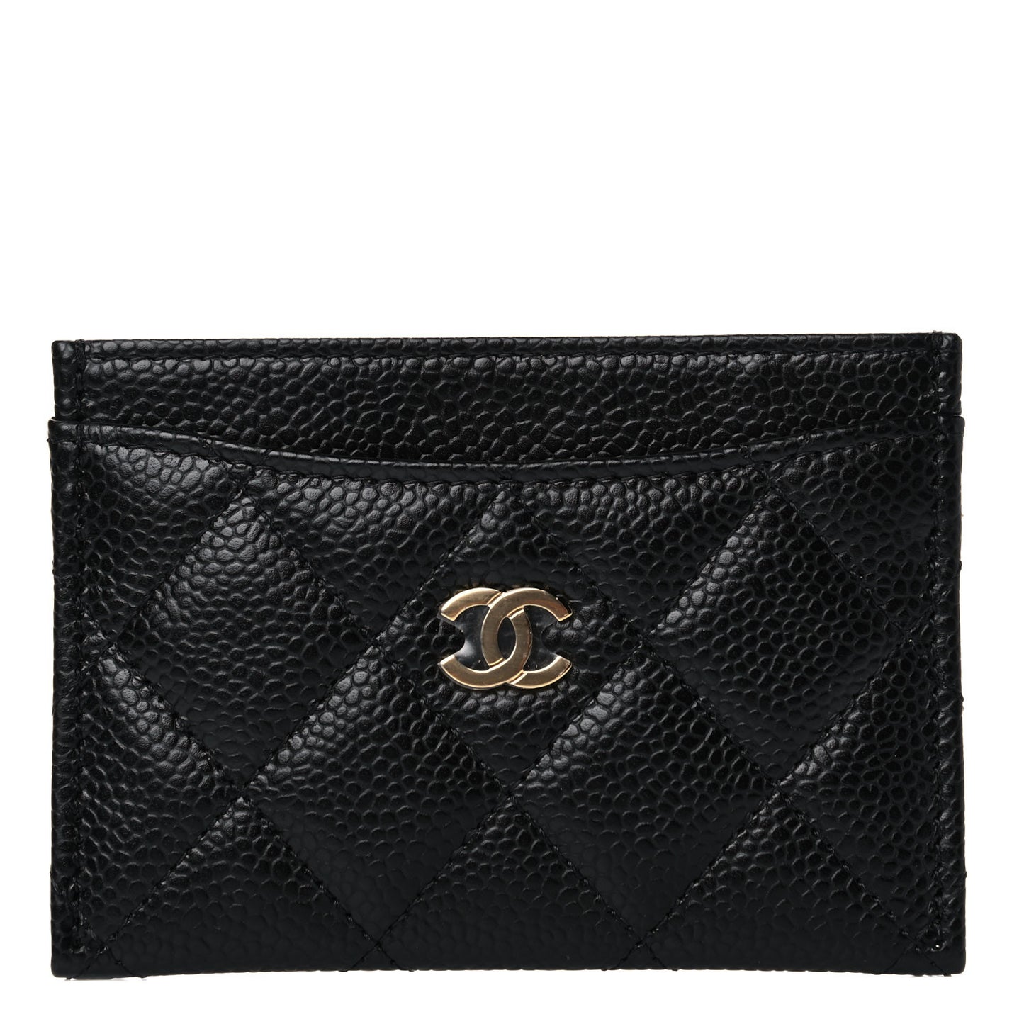 Caviar Quilted Card Holder Black