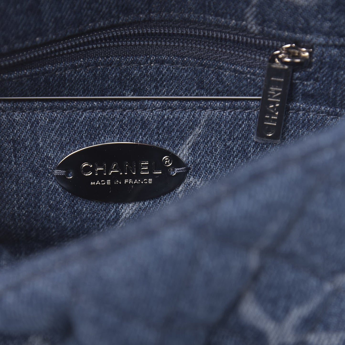 Denim CC Quilted Mini Square Flap Blue