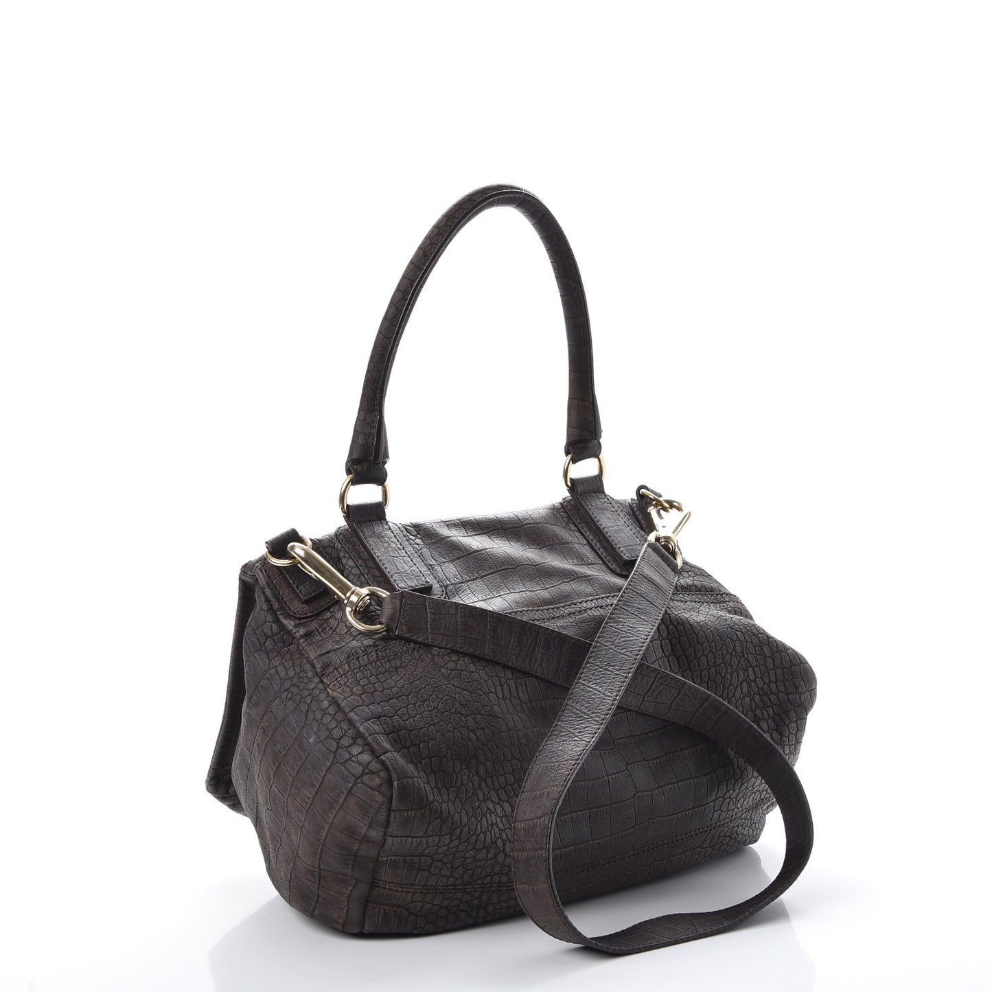 Nubuck Crocodile Embossed Medium Pandora Dark Grey