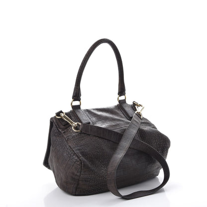 Givenchy Nubuck Crocodile Embossed Medium Pandora Dark Grey 3 of 10