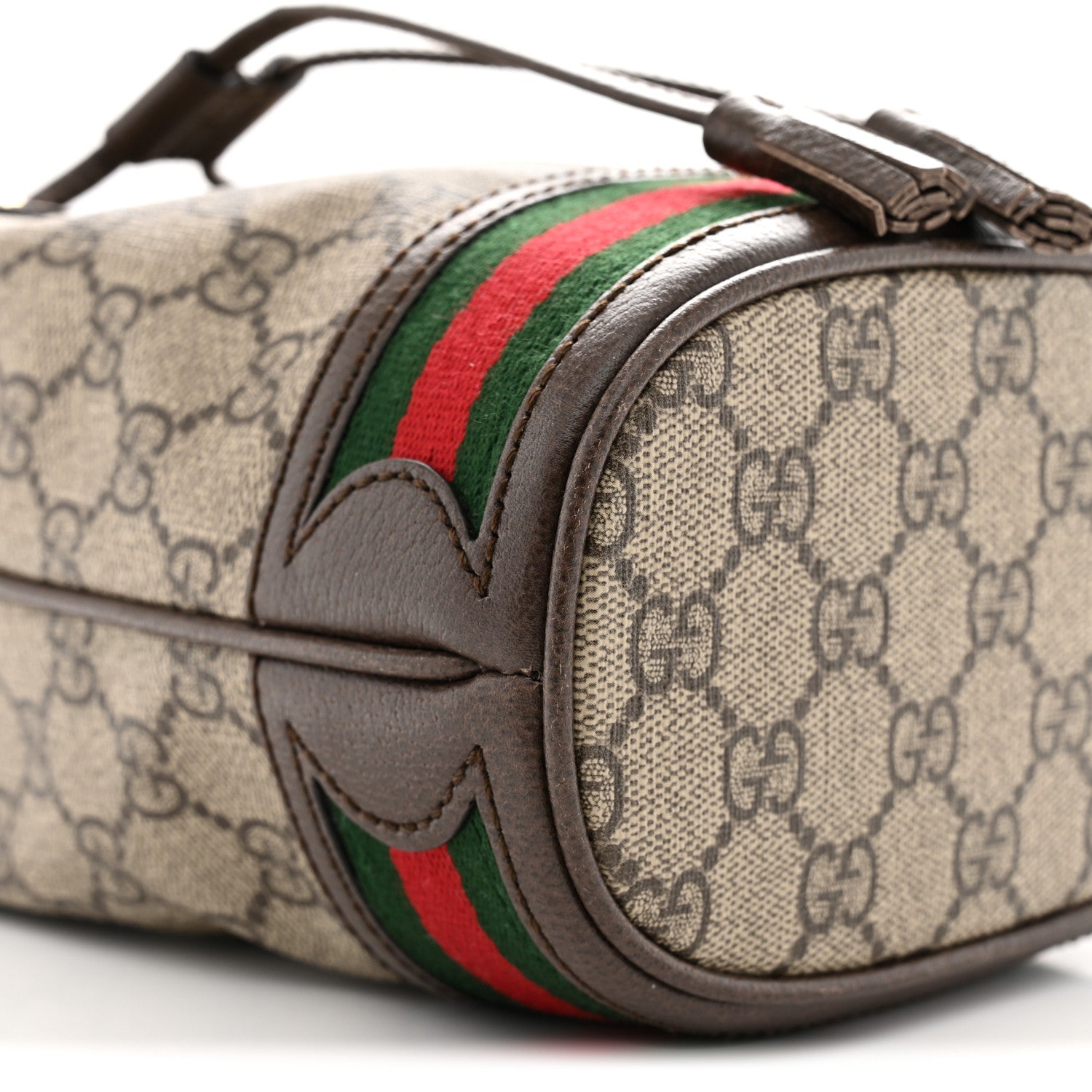 Gucci GG Supreme Monogram Web Mini Ophidia Bucket Bag Brown 9 of 10