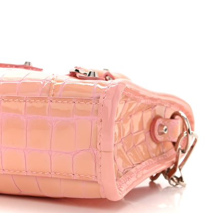 Balenciaga Patent Crocodile Embossed Classic Silver Hardware Nano City Light Pink 9 of 9