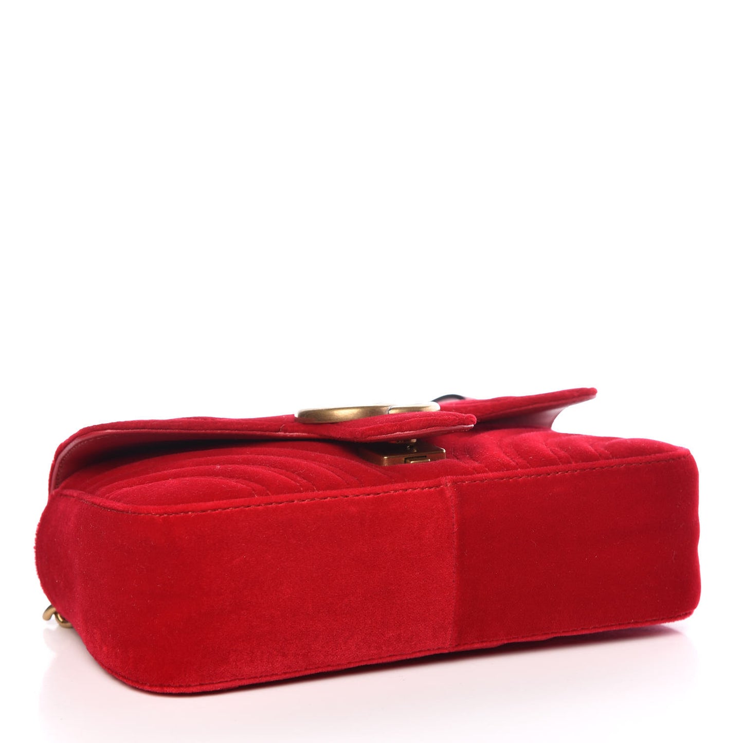 Velvet Matelasse Mini GG Marmont Shoulder Bag Hibiscus Red