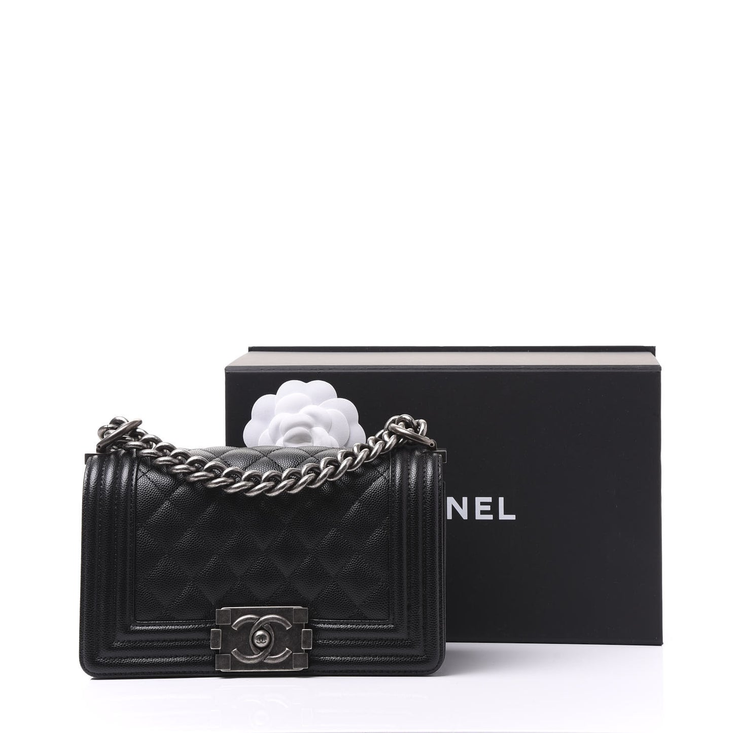 Caviar Quilted Small Boy Flap Black