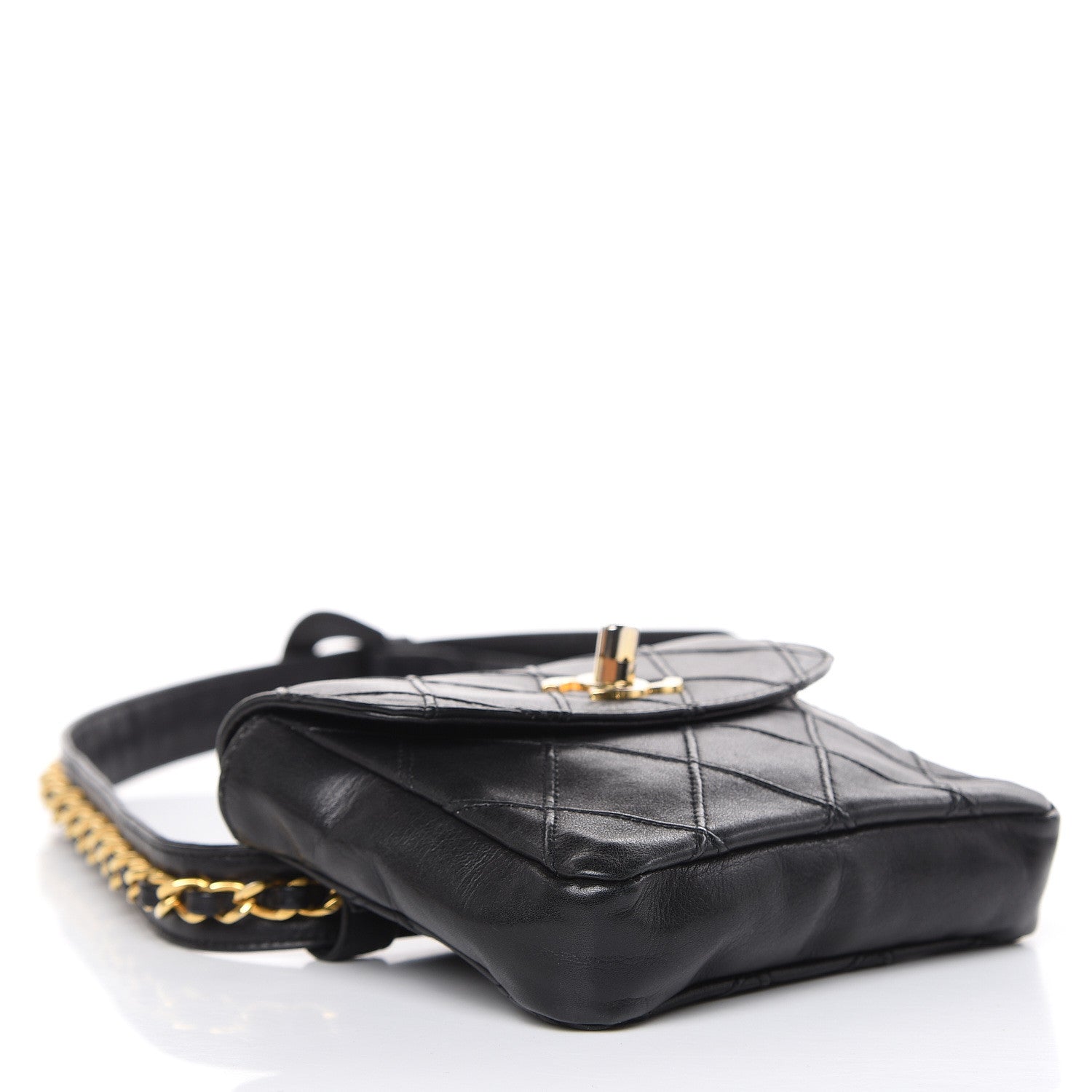 Chanel Lambskin Quilted Flap Waist Belt Bag Black 4 of 15