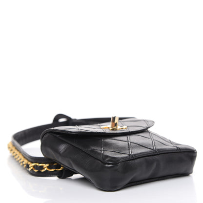 Chanel Lambskin Quilted Flap Waist Belt Bag Black 4 of 15