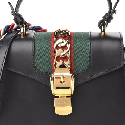 Gucci Calfskin Mini Sylvie Top Handle Bag Black 11 of 12