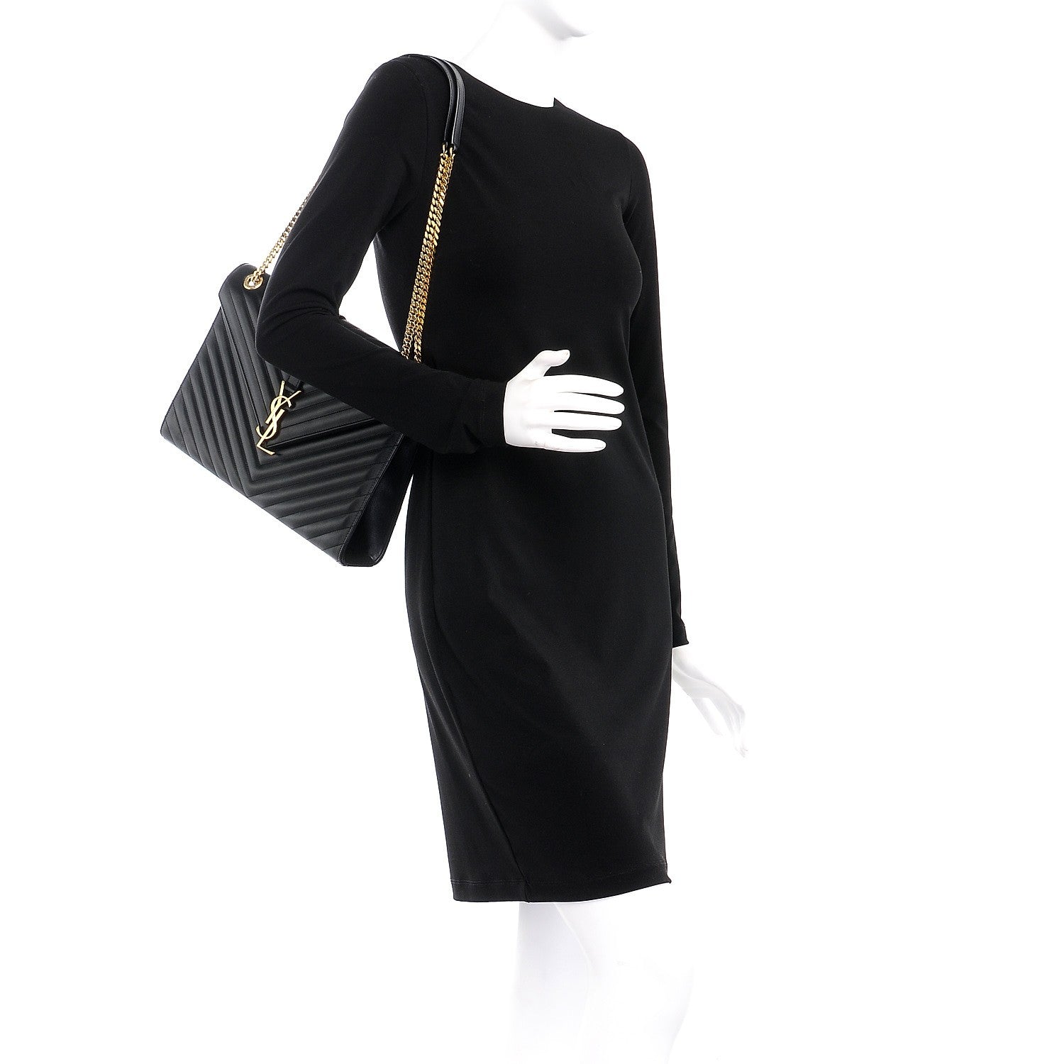 Saint Laurent Smooth Calfskin Matelasse Large Monogram Satchel Black 2 of 10