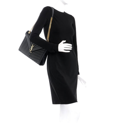 Saint Laurent Smooth Calfskin Matelasse Large Monogram Satchel Black 2 of 10