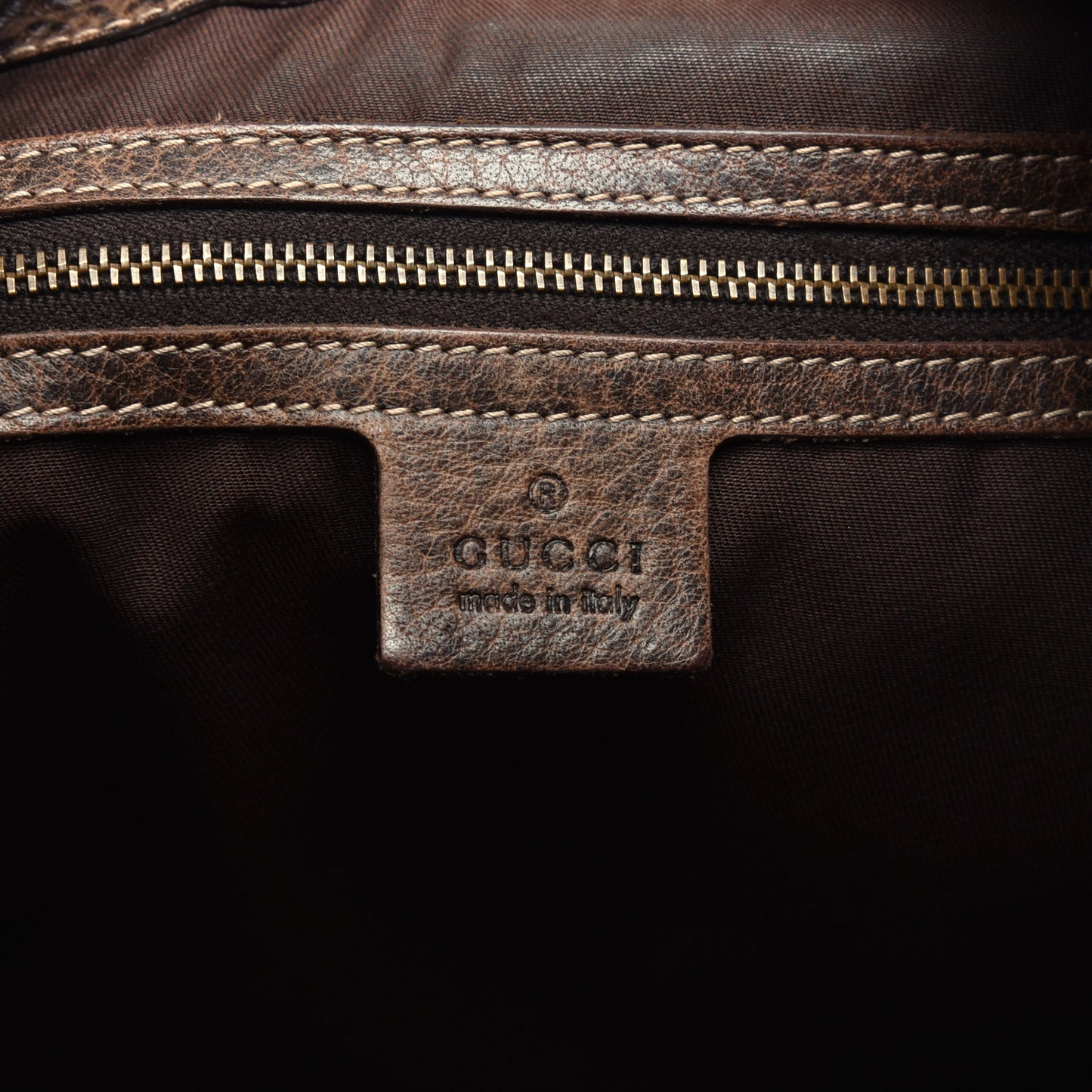 Guccissima Large New Pelham Satchel Dark Brown