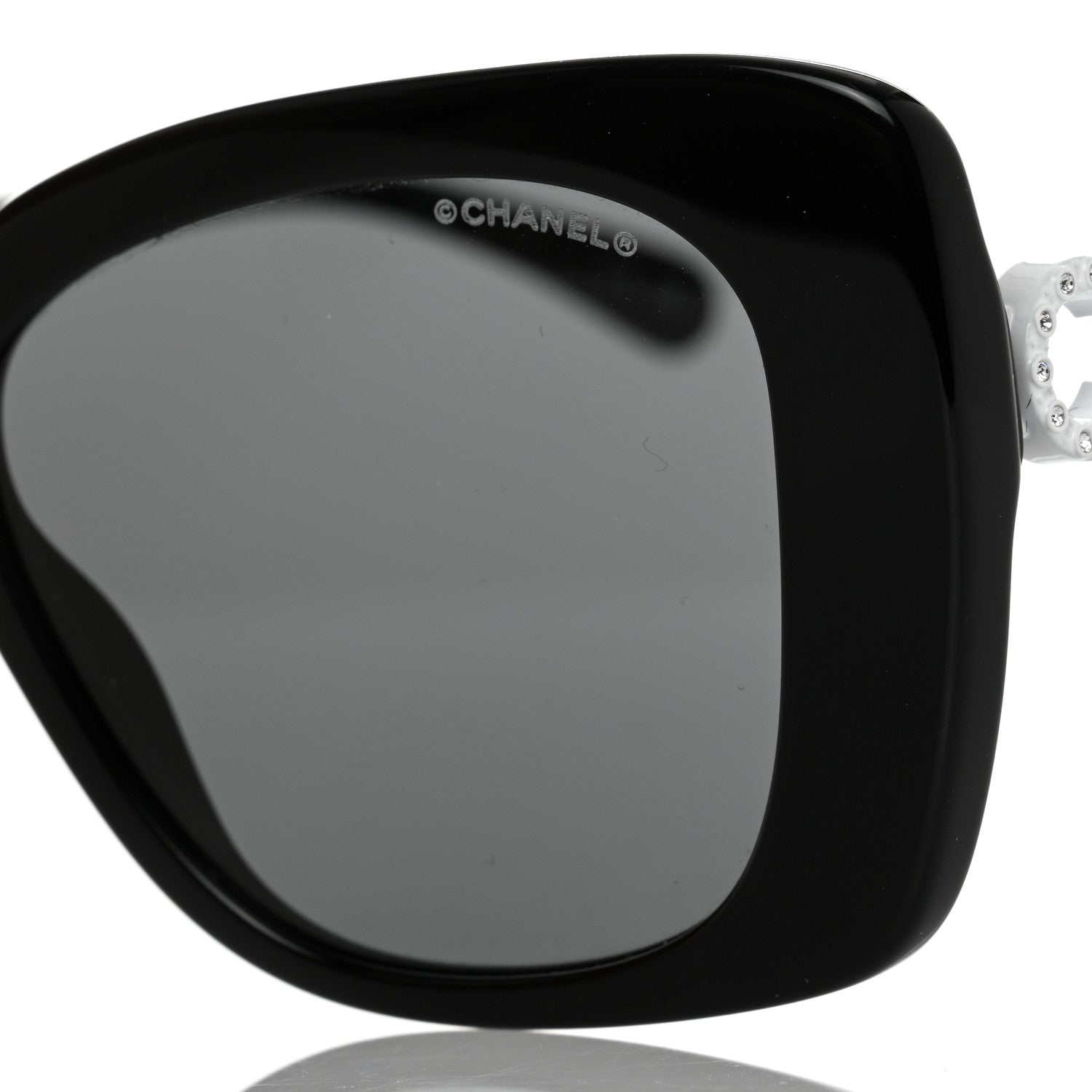 Chanel Acetate Strass Square Sunglasses 5422-B Black White 7 of 9