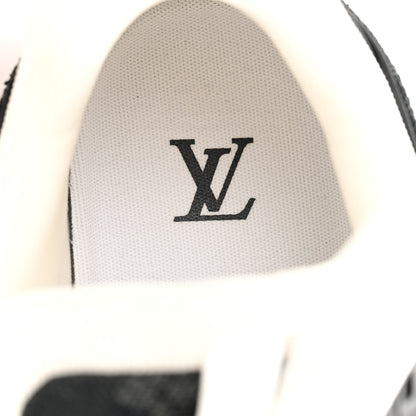 Louis Vuitton Calfskin Embossed Monogram Denim Mens LV Trainer Sneakers 8 Black 7 of 10