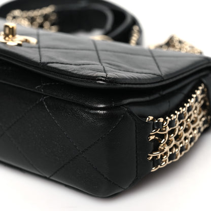 Chanel Lambskin Quilted Small Chain Rows Flap Black 11 of 11