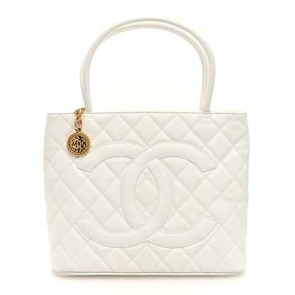 Chanel Caviar Quilted Medallion Tote White 1 of 11