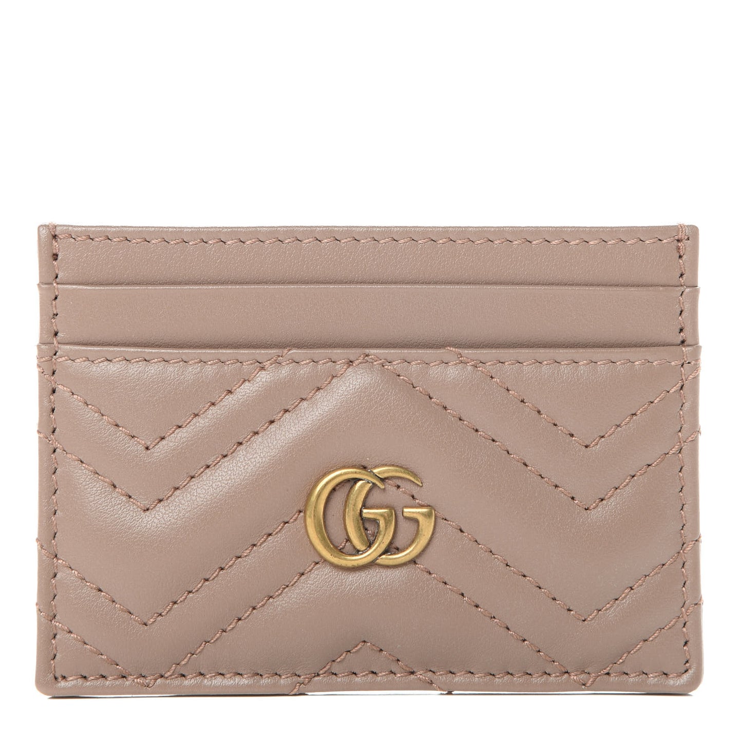 Calfskin Matelasse GG Marmont Card Holder Porcelain Rose