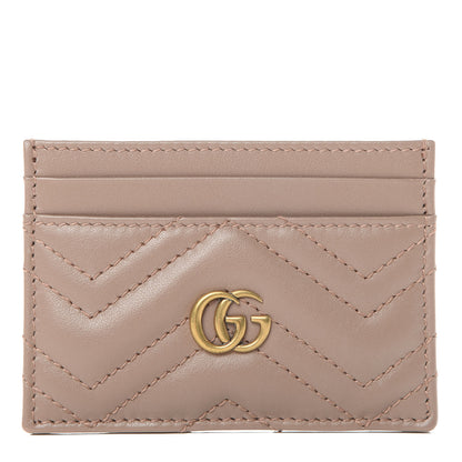 Gucci Calfskin Matelasse GG Marmont Card Holder Porcelain Rose 1 of 6