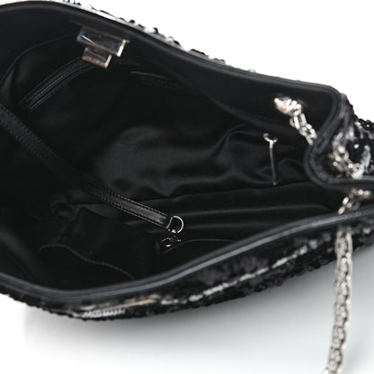 Chanel Sequin Striped Mademoiselle Tote Black 4 of 8