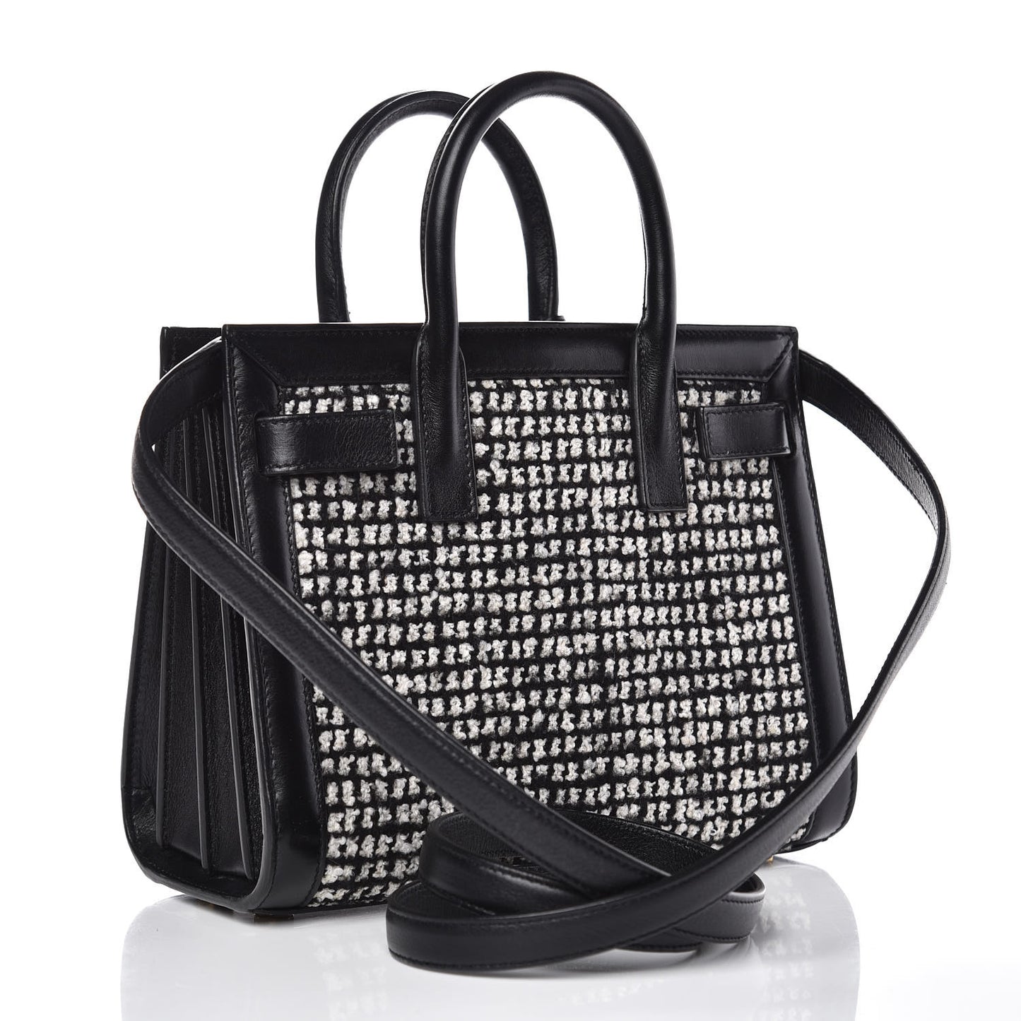 Tweed Houndstooth Nano Sac De Jour Black
