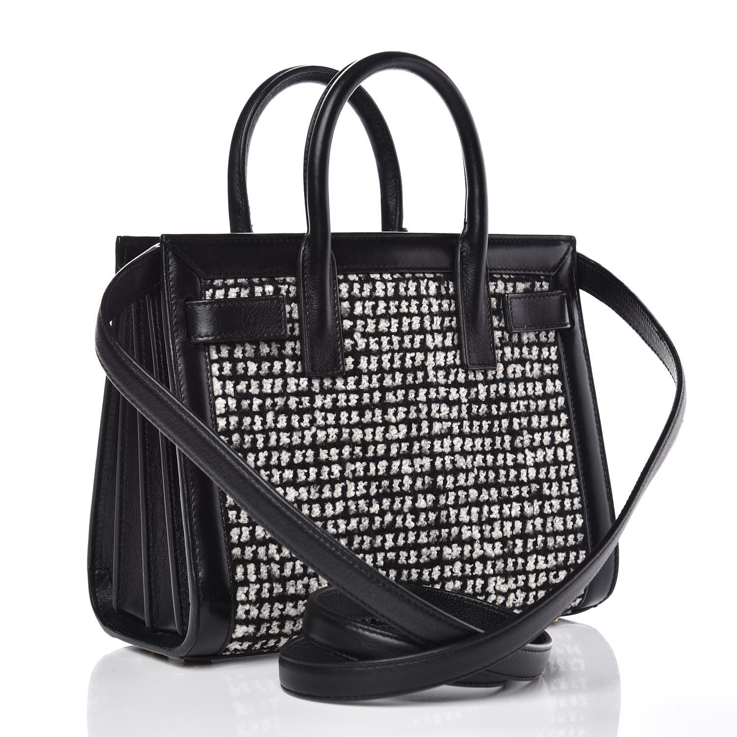 Saint Laurent Tweed Houndstooth Nano Sac De Jour Black 3 of 12
