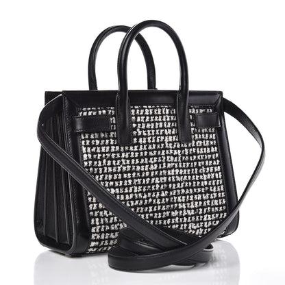Saint Laurent Tweed Houndstooth Nano Sac De Jour Black 3 of 12