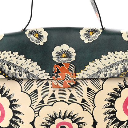 Valentino Garavani Calfskin Floral Print Mime Single Handle Bag Green 10 of 16