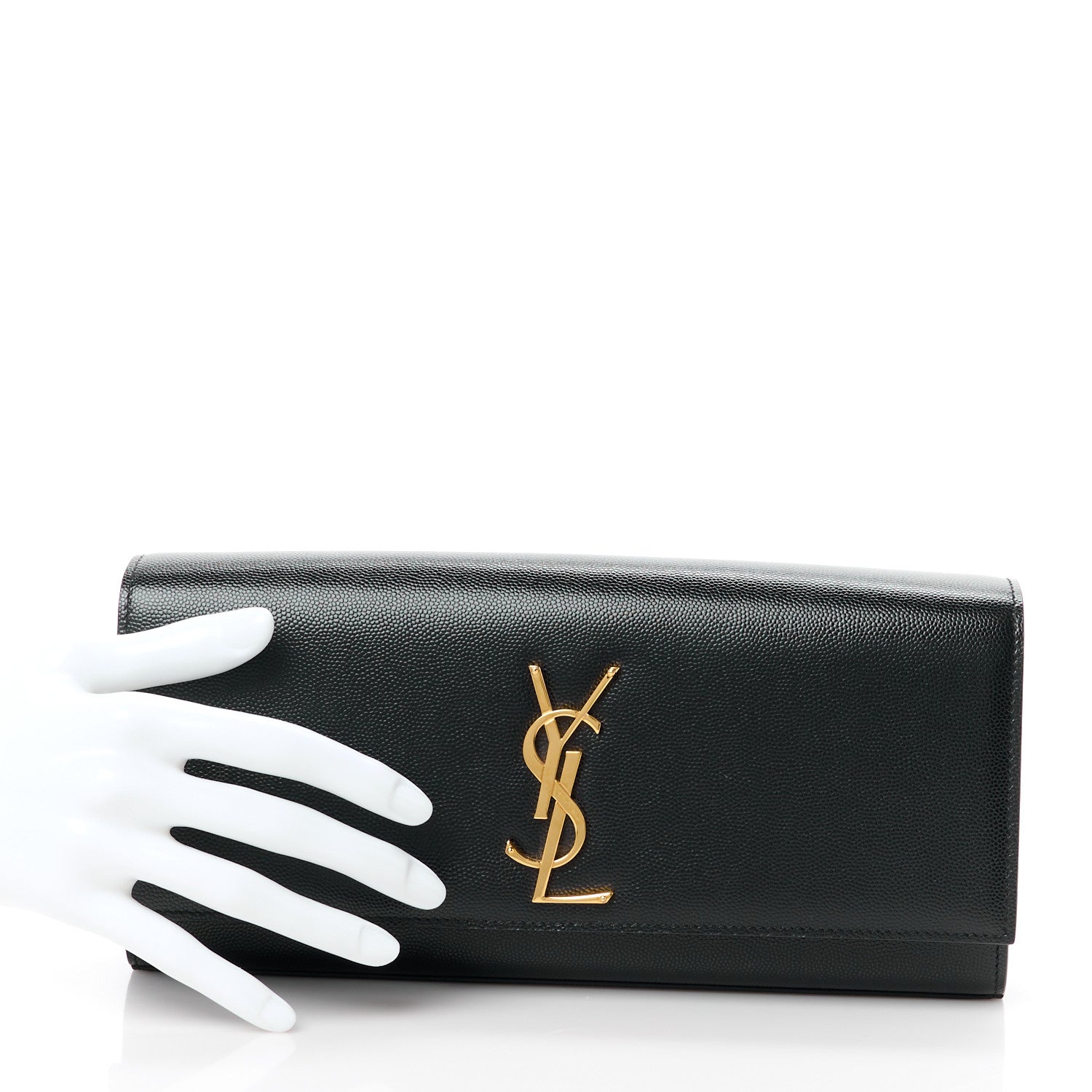 Saint Laurent Grain De Poudre Monogram Cassandre Clutch Black 2 of 12