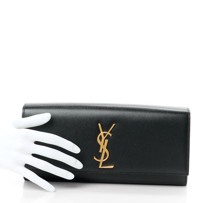 Saint Laurent Grain De Poudre Monogram Cassandre Clutch Black 2 of 12