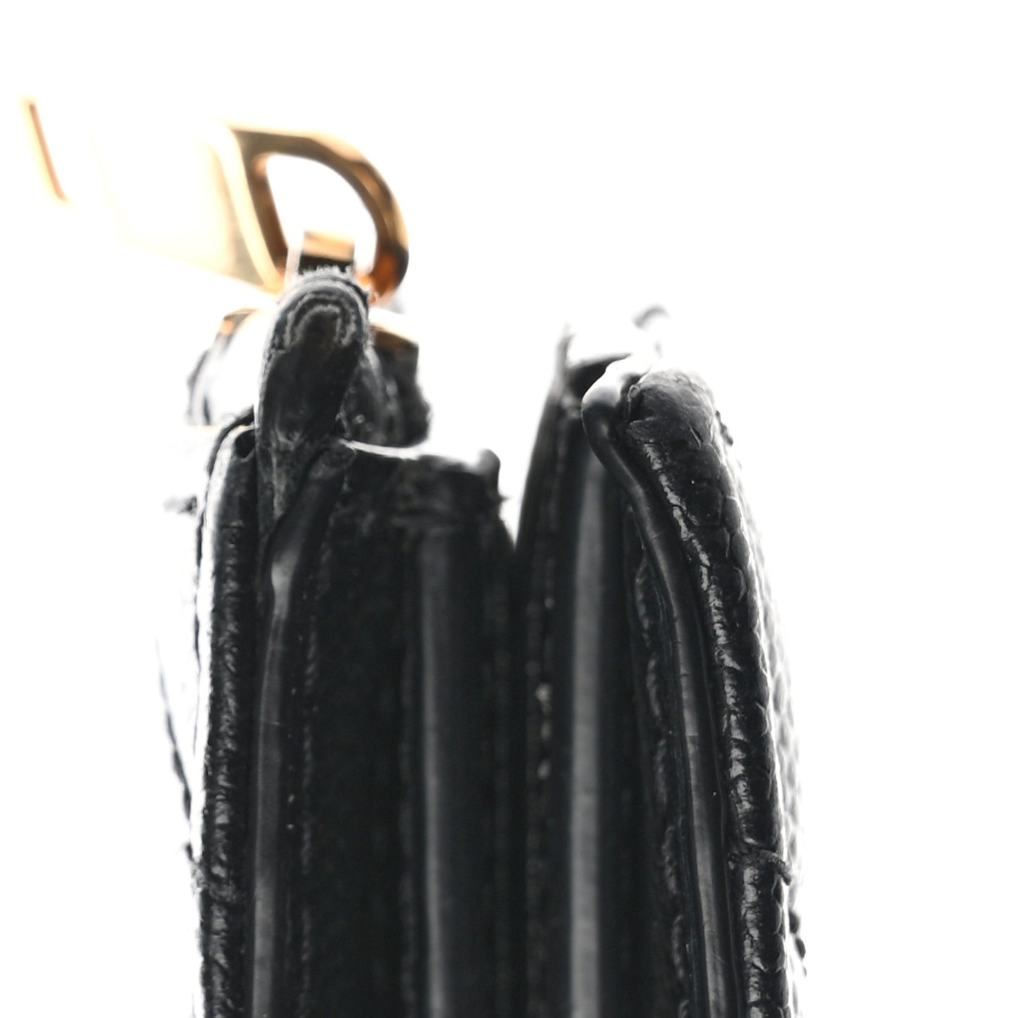 Grain De Poudre Matelasse Chevron Monogram Zipped Two-Part Wallet Black