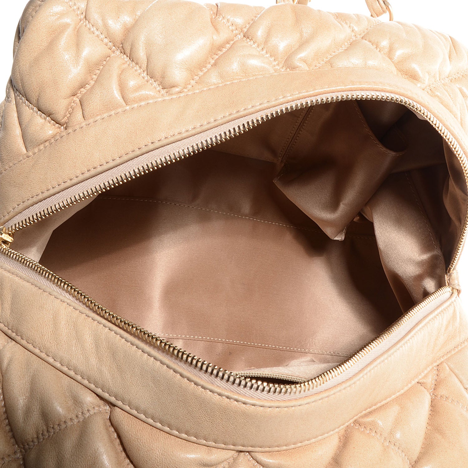 Chanel Lambskin Bubble Quilt Bowler Beige 5 of 10