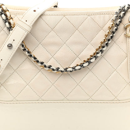 Chanel Patent Goatskin Quilted Medium Gabrielle Hobo White 9 of 16