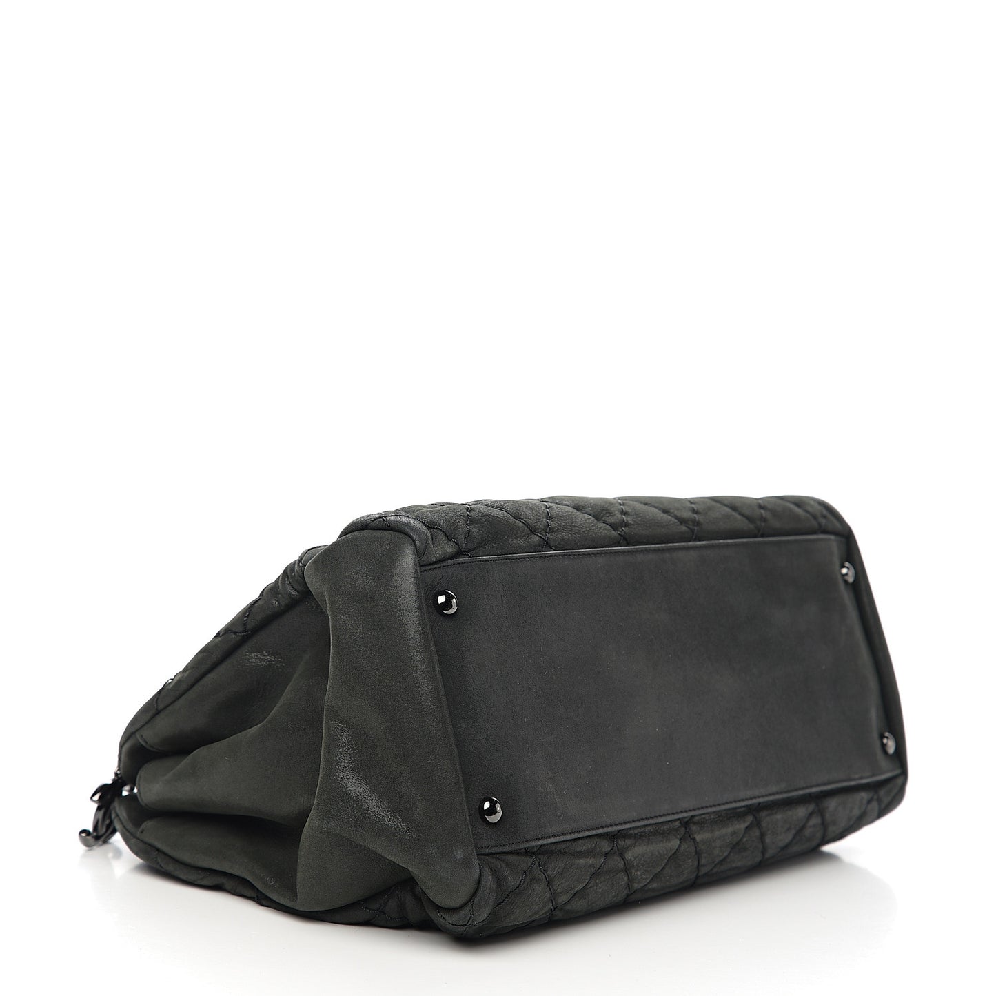 Iridescent Calfskin Quilted Large Just Mademoiselle Dark Grey
