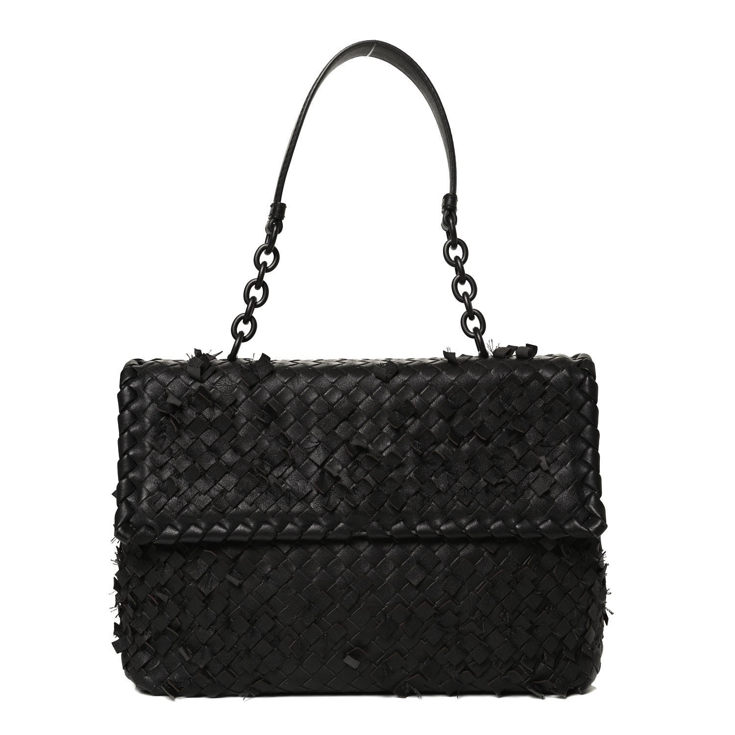 Bottega Veneta Nappa Intrecciato Fringe Flap Black 1 of 12