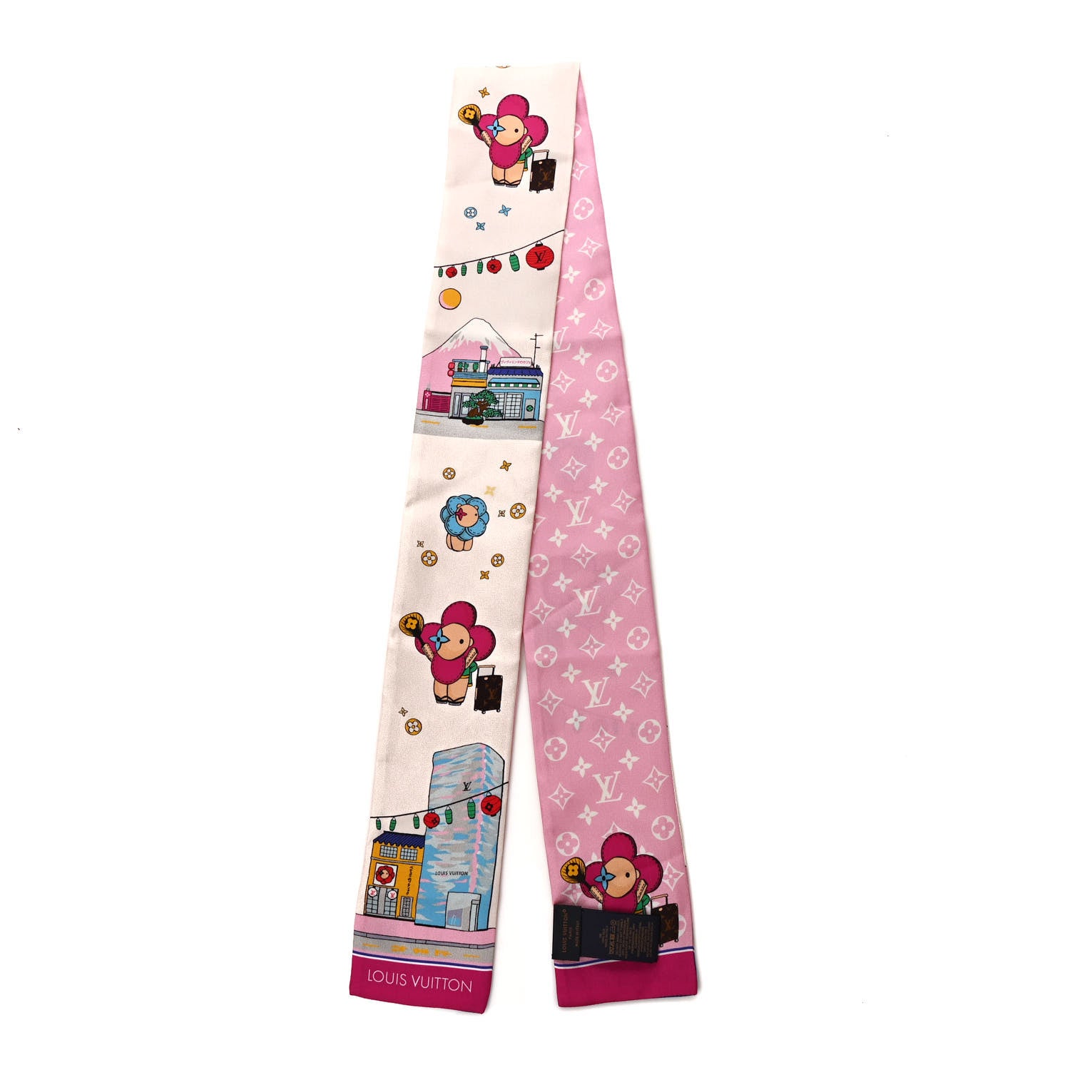 バンドー　ピンク　LOUIS VUITTON ヴィヴィエンヌ 東京 TOKYO Louis Vuitton Silk Monogram Tokyo Vivienne Bandeau Pink