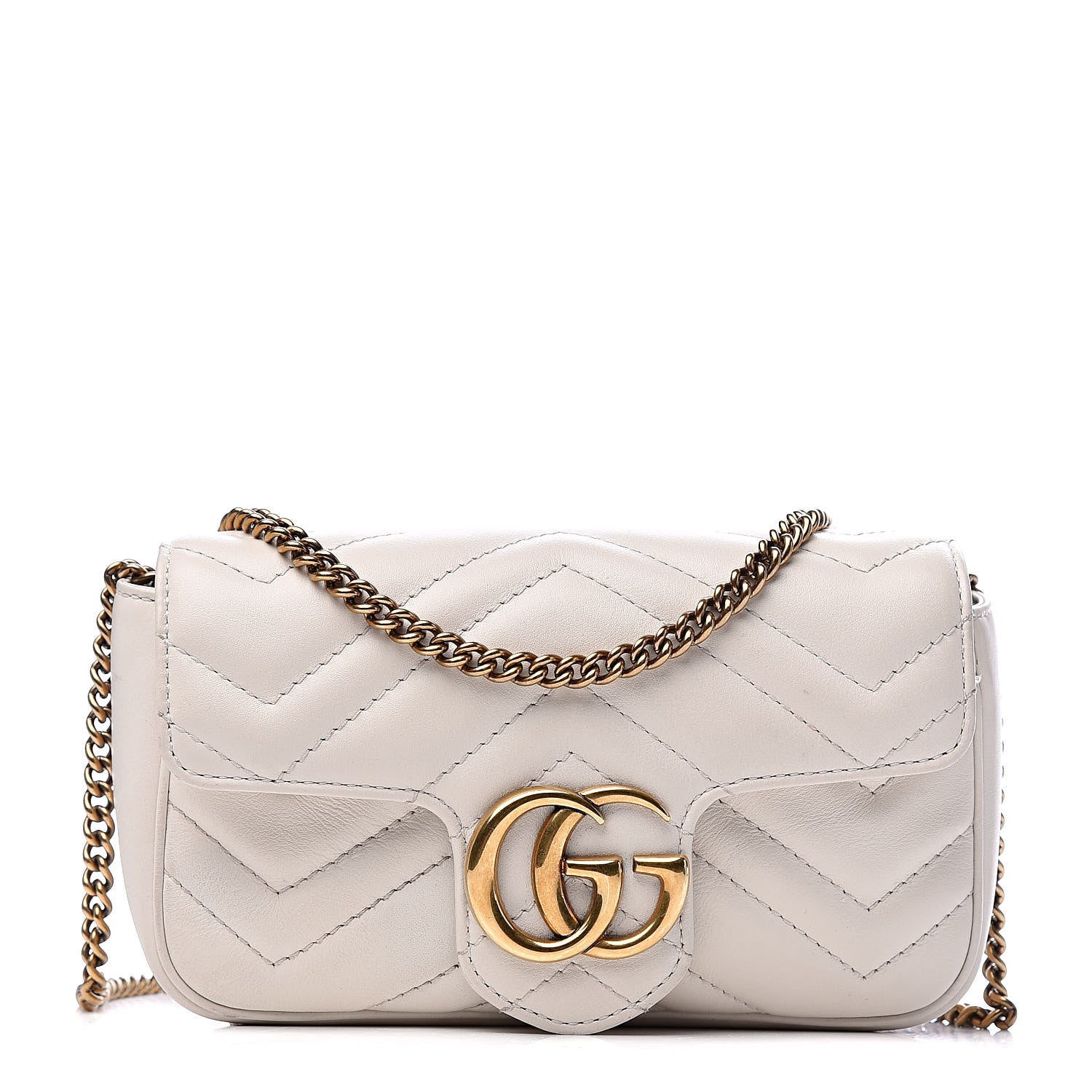 Gucci Calfskin Matelasse Super Mini GG Marmont Shoulder Bag White 1 of 17