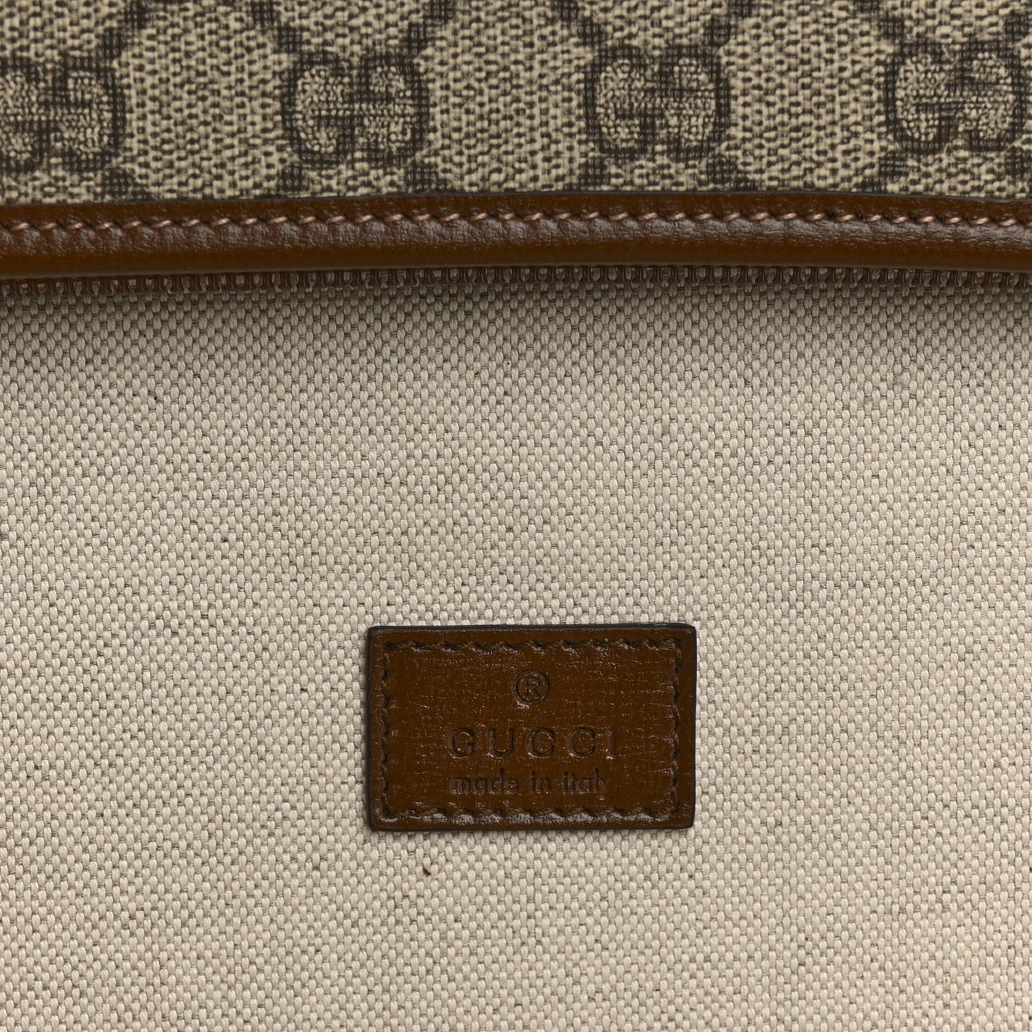 GG Supreme Monogram Azalea Calfskin Retro Interlocking G Hanger Garment Bag Beige Ebony Brown Sugar