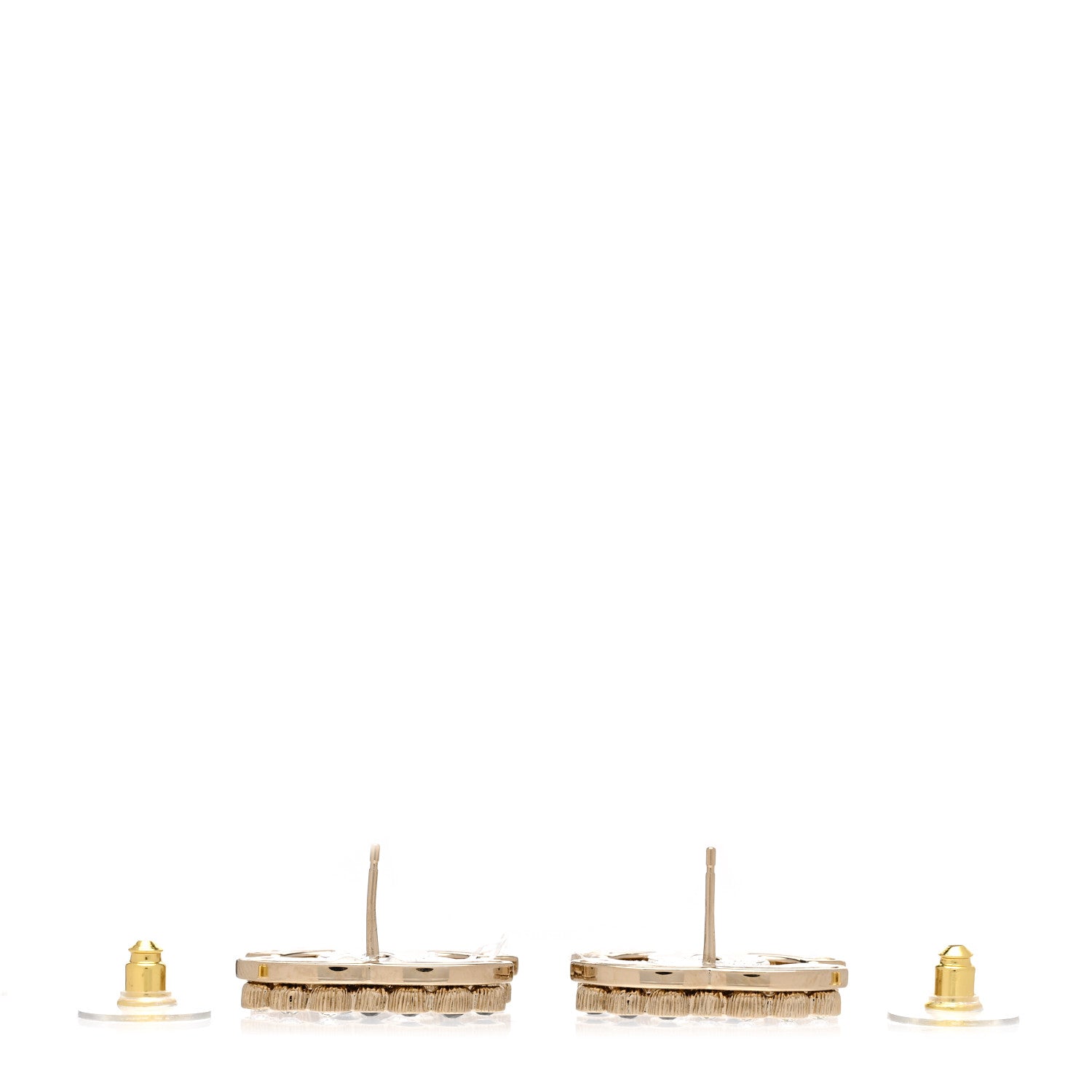 Chanel Crystal CC Earrings Black Gold 3 of 5
