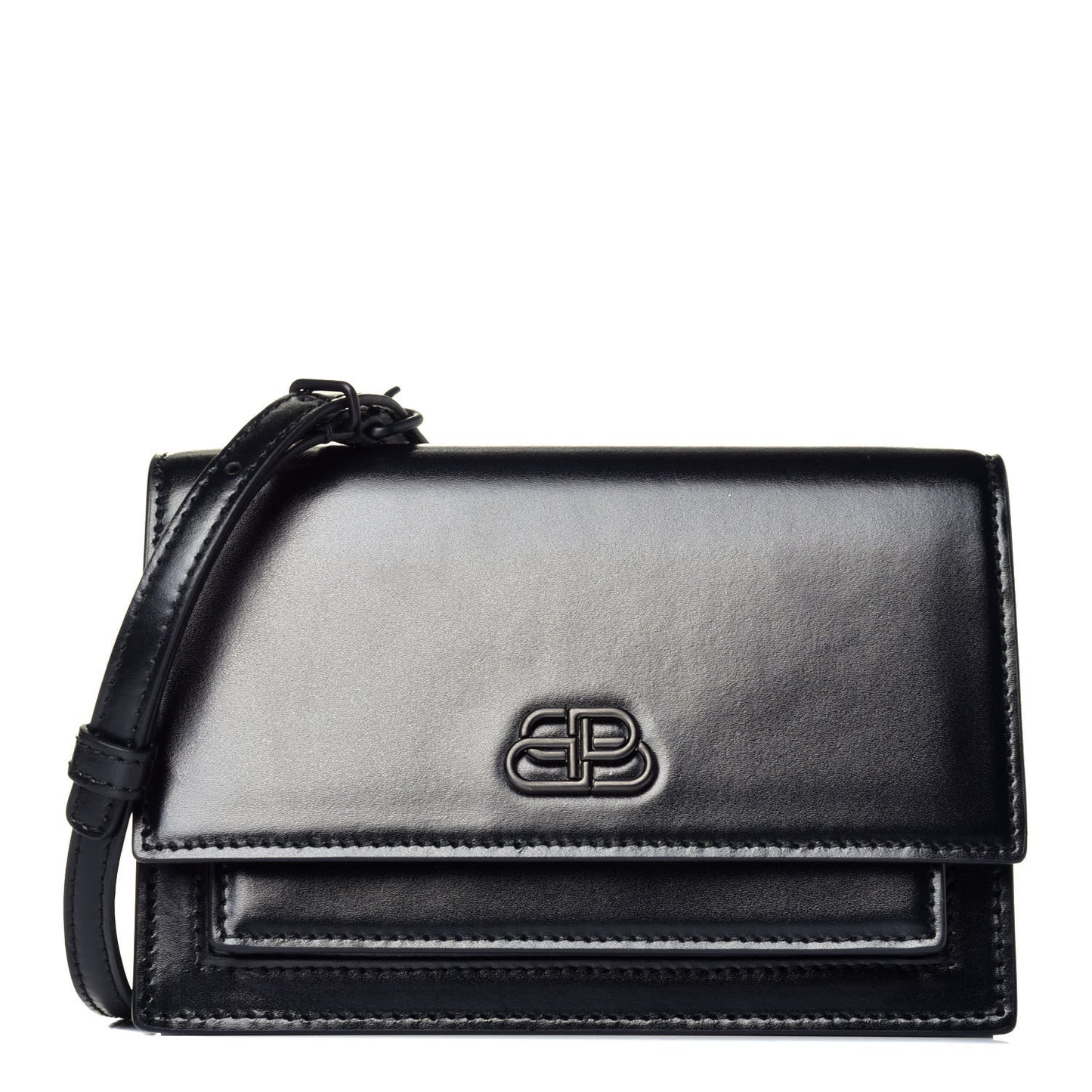 Shiny Box Calfskin Monochrome XS Sharp Belt Bag Black